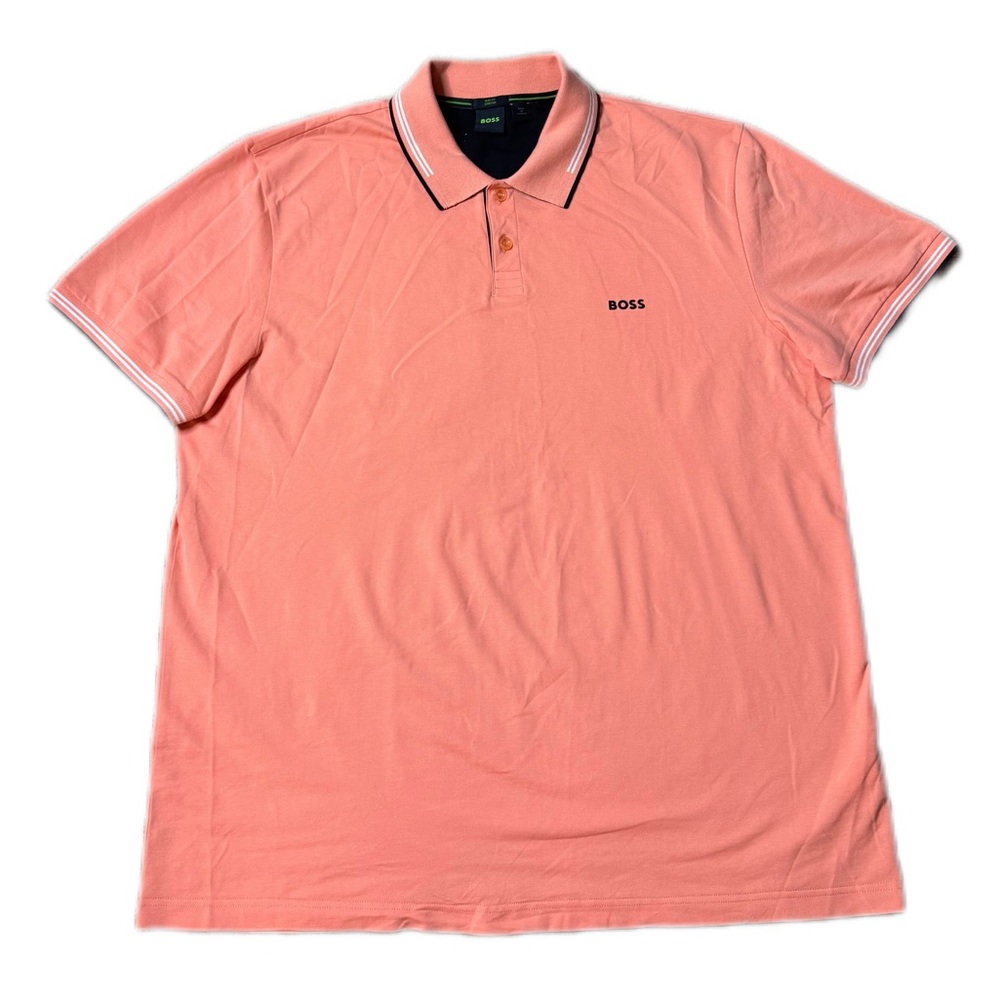 STRETCH-COTTON SLIM-FIT POLO SHIRT WITH BRANDING| LIGHT RED| SIZE:3XL